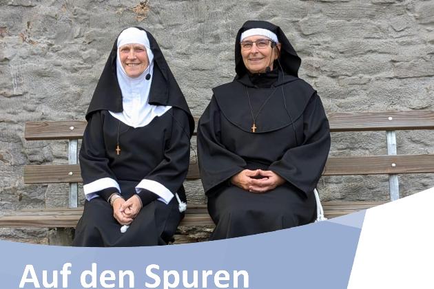 Plakat mit zwei Nonnen auf einer Bank, darunter die Informationen wie im Text