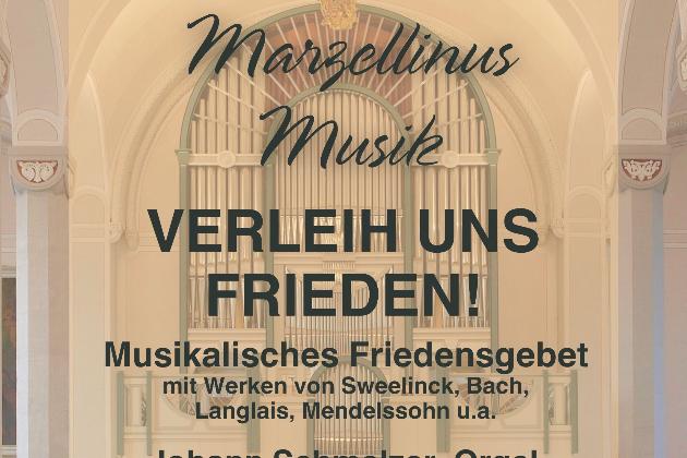 Die Infos vom Text als Plakat, im Hintergrund transparent ein Bild von der Kirche