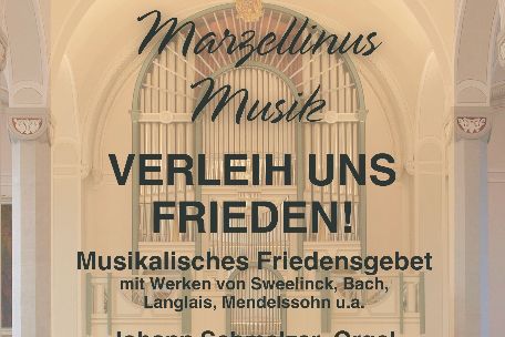 Die Infos vom Text als Plakat, im Hintergrund transparent ein Bild von der Kirche
