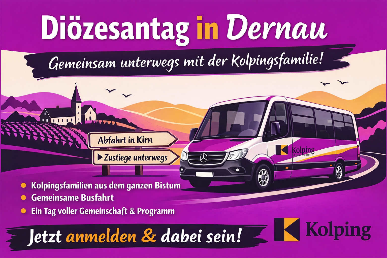ein Kleinbus der durch die Weinberge nach Dernau fährt
