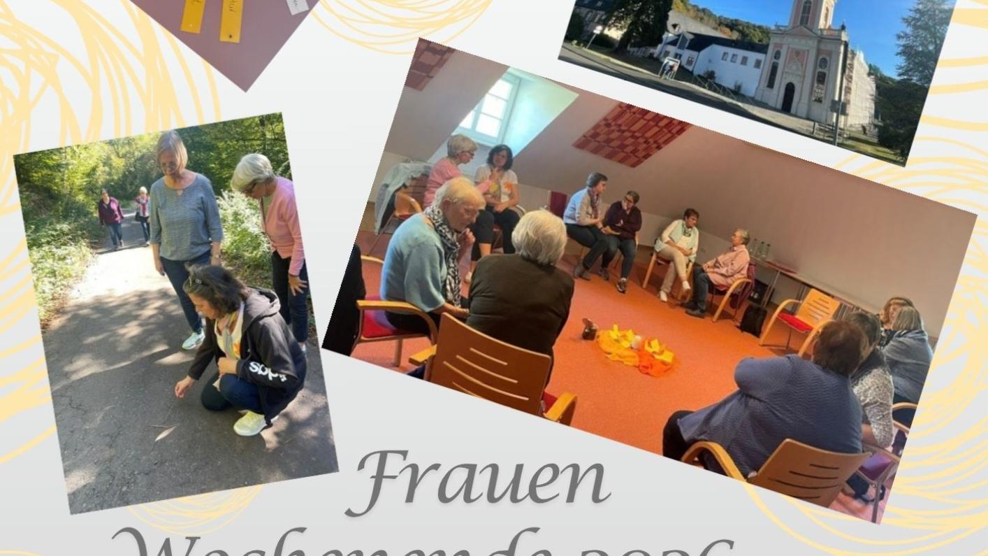 Impressionen vom Wochenende, außenaufnahme vom Kloster, ein Bild aus dem Gruppenraum, Arbeitsergebnis auf der Pinnwand, eine Wanderung