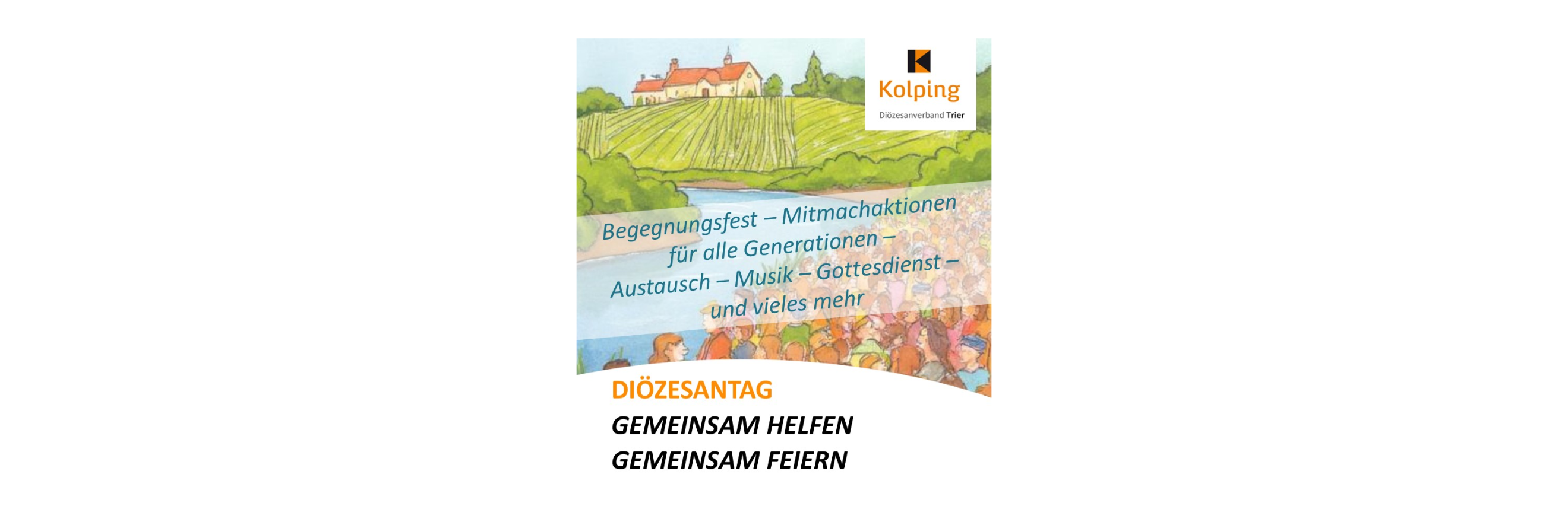 Ausschnitt aus de Plakat mit KI generiertem Bild Menschen in Flusslandschaft
