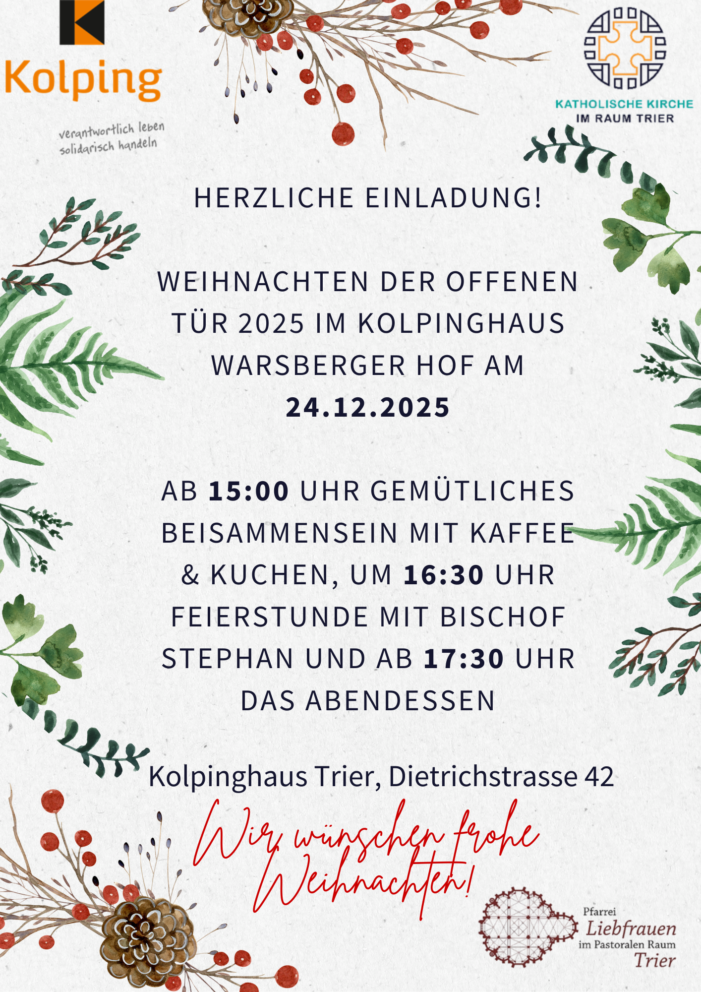 Poster zur Veranstaltung mit weihnachtlichen Motiven und allen Infos