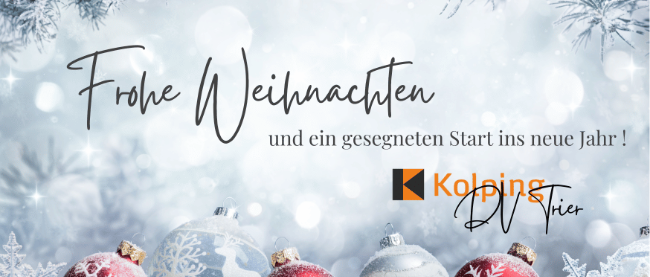 Tannenzapfen, Schnell und Christbaumkugeln mit Text: Frohe Weihnachten und ein gesegneten Start ins neue Jahr