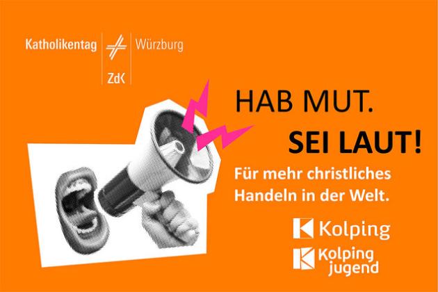Mund mit Megaphon, dazu die Überschrift: Hab Mut. Sei laut!