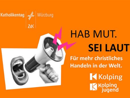 Mund mit Megaphon, dazu die Überschrift: Hab Mut. Sei laut!