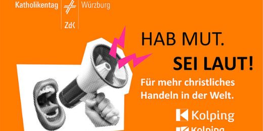 Mund mit Megaphon, dazu die Überschrift: Hab Mut. Sei laut!