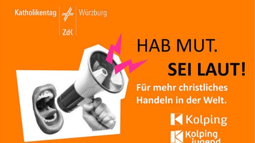 Mund mit Megaphon, dazu die Überschrift: Hab Mut. Sei laut!