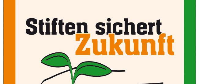 Logo_Kolping_Stiftung (c) Kolpingwerk DV Trier Logo mit dem Text: Stiften sichert Zukunft, eine Hand die eine kleine Pflanze hält