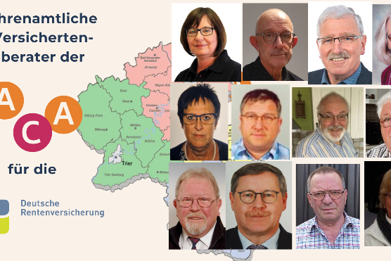 Landkarte und Bilder der Versichertenberater der ACA