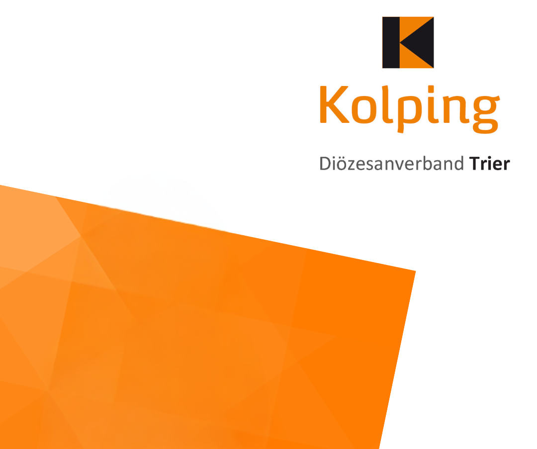 Kolping Logo des Diözesanverbands in der rechten Ecke oben, links unten oranges Gestaltungselement (c) Kolping DV Trier Kolping Logo des Diözesanverbands in der rechten Ecke oben, links unten oranges Gestaltungselement