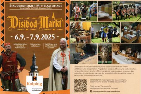 Flyer Disibod Markt vom 06.09. bis 07.09.2025 mit verschiedenen Mittelalter Bildern