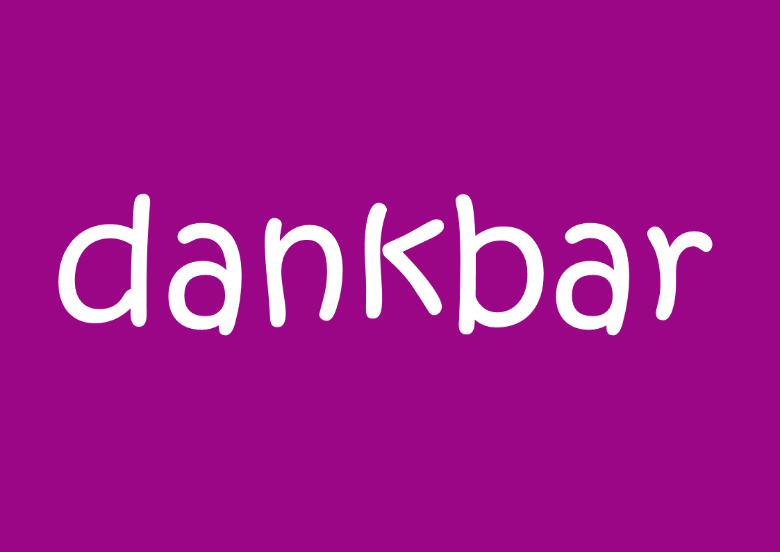 Auf purpurfarbenem Hintergrund steht das Wort dankbar.