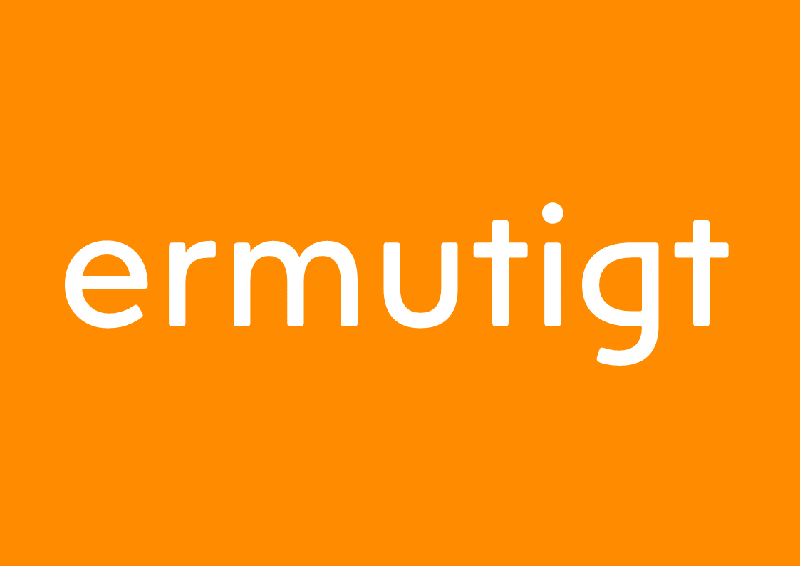 Auf orangefarbenem Hintergrund steht das Wort ermutigt.
